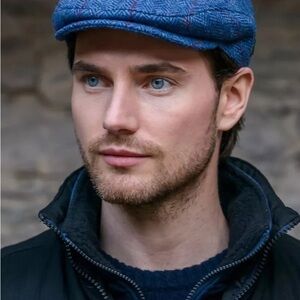 Mucros Trinity Flat Cap Wool Gray Herringbone Size Small